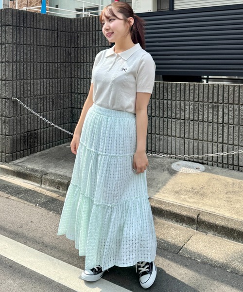 セール】シアサッカーチェックティアードスカート（スカート）｜SOLLON