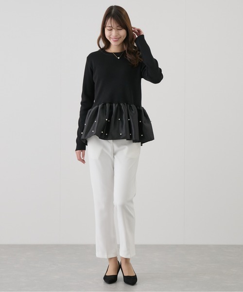 Jayro(ジャイロ)の「裾切替フリルプルオーバー(Tシャツ/カットソー・レディース・オフホワイト/ブラック・M)」の7枚目の写真