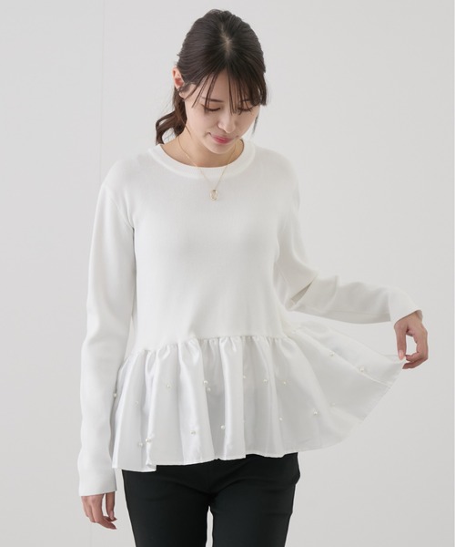 Jayro(ジャイロ)の「裾切替フリルプルオーバー(Tシャツ/カットソー・レディース・オフホワイト/ブラック・M)」の12枚目の写真