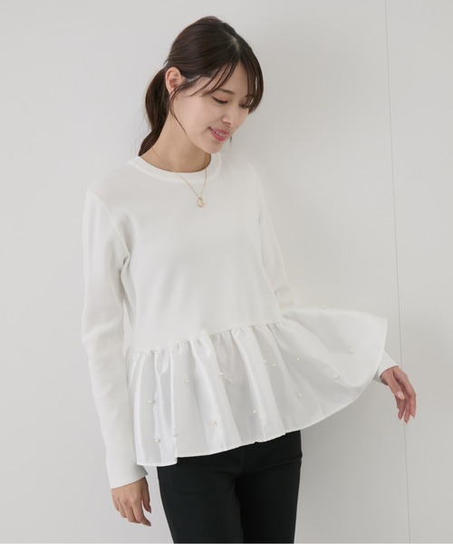 Jayro(ジャイロ)の「裾切替フリルプルオーバー(Tシャツ/カットソー・レディース・オフホワイト/ブラック・M)」の13枚目の写真