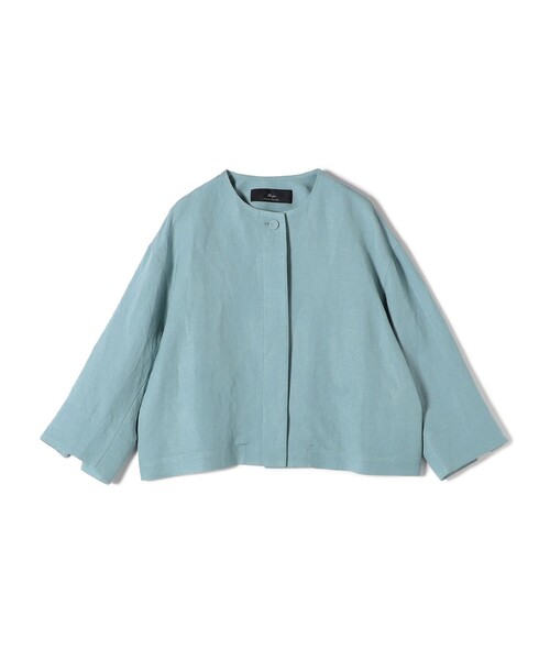 SHIPS Primary Navy Label:麻 レーヨン ノーカラー 羽織（シャツ
