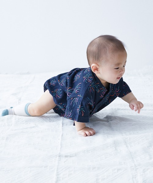 devirock(デビロック)の「着心地やわらか おやすみ甚平 ロンパース(浴衣・キッズ・ピンク系1/ブルー系1/ネイビー系1/グレー系1・70cm/80cm)」の5枚目の写真