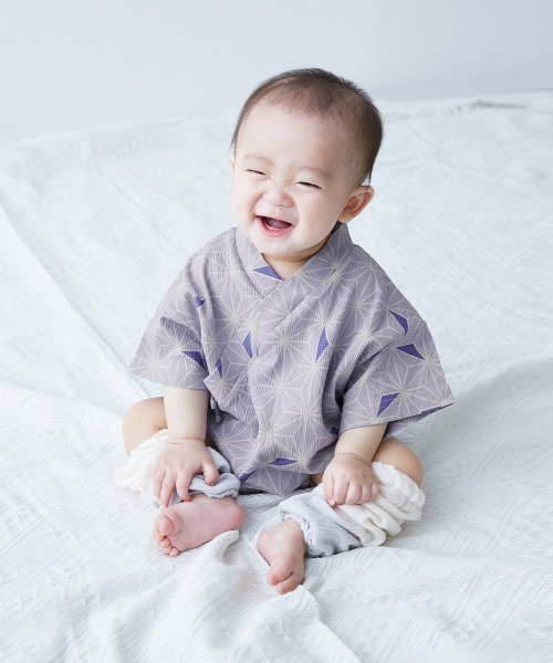 devirock(デビロック)の「着心地やわらか おやすみ甚平 ロンパース(浴衣・キッズ・ピンク系1/ブルー系1/ネイビー系1/グレー系1・70cm/80cm)」の6枚目の写真