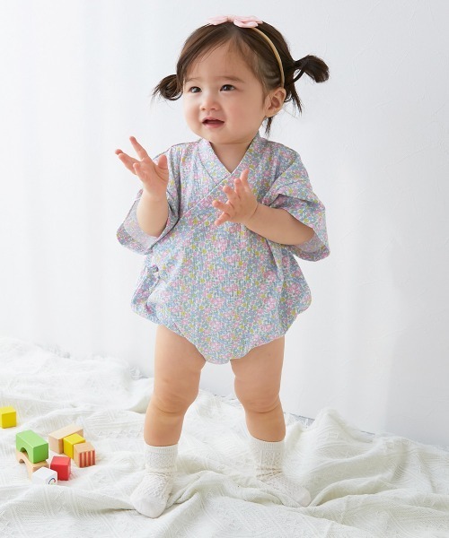 devirock(デビロック)の「着心地やわらか おやすみ甚平 ロンパース(浴衣・キッズ・ピンク系1/ブルー系1/ネイビー系1/グレー系1・70cm/80cm)」の7枚目の写真