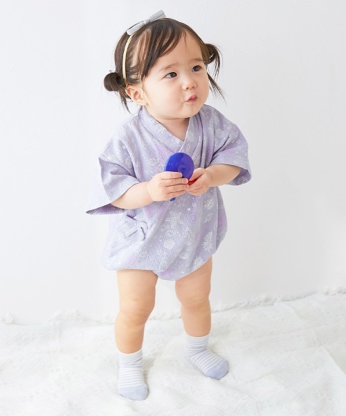 devirock(デビロック)の「着心地やわらか おやすみ甚平 ロンパース(浴衣・キッズ・ピンク系1/ブルー系1/ネイビー系1/グレー系1・70cm/80cm)」の8枚目の写真