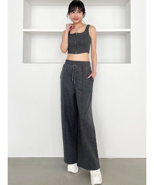 RESEXXY（リゼクシー）の「スウェットワイドパンツ【セットアップ着用可能】（スウェットパンツ・レディース・ブラック/チャコールグレー/ライトグレー・FREE）」の11枚目の写真
