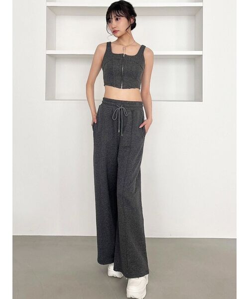 RESEXXY（リゼクシー）の「スウェットワイドパンツ【セットアップ着用可能】（スウェットパンツ・レディース・ブラック/チャコールグレー/ライトグレー・FREE）」の12枚目の写真