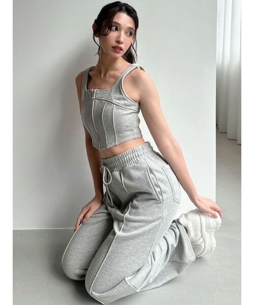 RESEXXY（リゼクシー）の「スウェットワイドパンツ【セットアップ着用可能】（スウェットパンツ・レディース・ブラック/チャコールグレー/ライトグレー・FREE）」の21枚目の写真