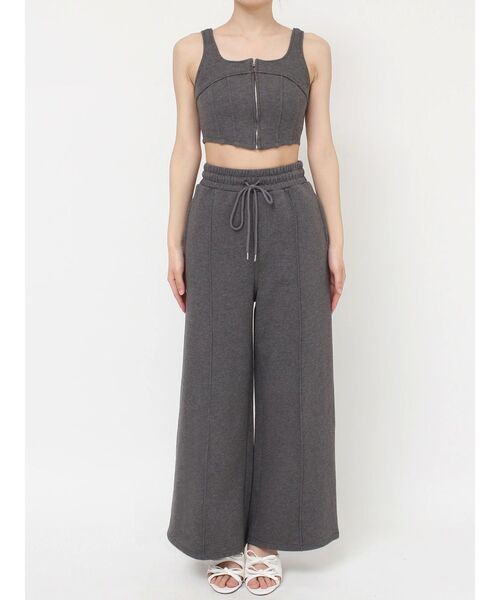 RESEXXY（リゼクシー）の「スウェットワイドパンツ【セットアップ着用可能】（スウェットパンツ・レディース・ブラック/チャコールグレー/ライトグレー・FREE）」の4枚目の写真