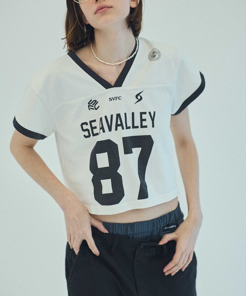 SEA（シー）の「SEAVALLEY ユニフォーム TEE（Tシャツ/カットソー・レディース・チャコールグレー/ネイビー/ホワイト・0/2）」の13枚目の写真