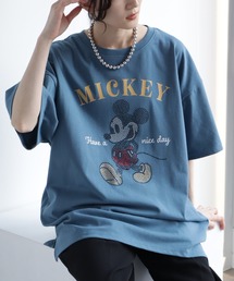 【Disney/ディズニー】ラインストーンミッキーハーフスリーブTシャツ