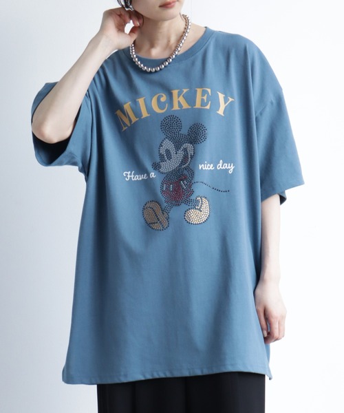 Disney(ディズニー)の「【Disney/ディズニー】ラインストーンミッキーハーフスリーブTシャツ(Tシャツ/カットソー・レディース・ブラック/イエロー/ブルー/クリーム・M/L)」の13枚目の写真