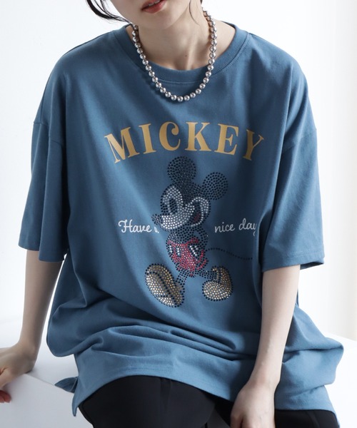 Disney(ディズニー)の「【Disney/ディズニー】ラインストーンミッキーハーフスリーブTシャツ(Tシャツ/カットソー・レディース・ブラック/イエロー/ブルー/クリーム・M/L)」の14枚目の写真