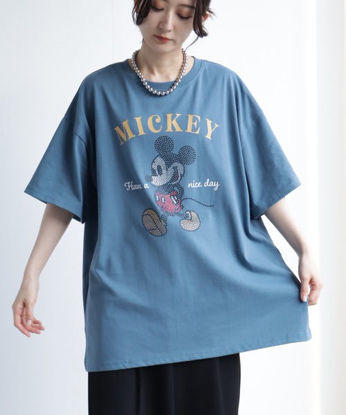 Disney(ディズニー)の「【Disney/ディズニー】ラインストーンミッキーハーフスリーブTシャツ(Tシャツ/カットソー・レディース・ブラック/イエロー/ブルー/クリーム・M/L)」の15枚目の写真
