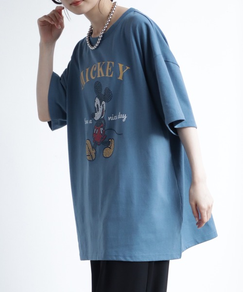 Disney(ディズニー)の「【Disney/ディズニー】ラインストーンミッキーハーフスリーブTシャツ(Tシャツ/カットソー・レディース・ブラック/イエロー/ブルー/クリーム・M/L)」の16枚目の写真