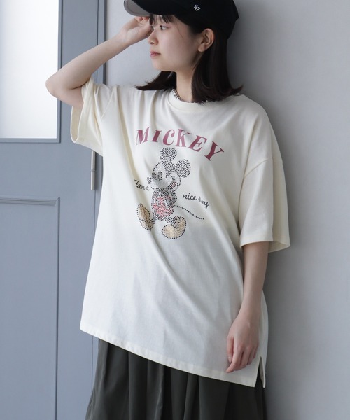 Disney(ディズニー)の「【Disney/ディズニー】ラインストーンミッキーハーフスリーブTシャツ(Tシャツ/カットソー・レディース・ブラック/イエロー/ブルー/クリーム・M/L)」の10枚目の写真