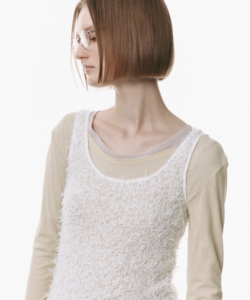 JOSE MOON（ジョゼムーン）の「PAPER RIBBON KNIT DRESS/ペーパーリボンニットドレス（ワンピース・レディース・ライトグリーン/ホワイト/ブラック・FREE）」の15枚目の写真