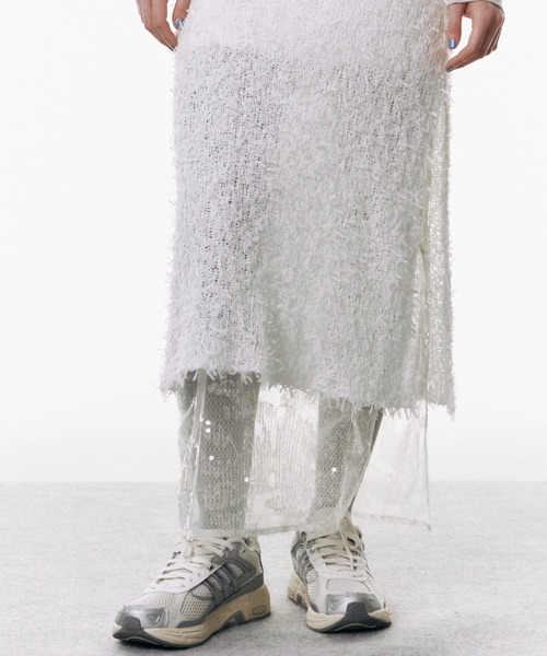 JOSE MOON（ジョゼムーン）の「PAPER RIBBON KNIT DRESS/ペーパーリボンニットドレス（ワンピース・レディース・ライトグリーン/ホワイト/ブラック・FREE）」の11枚目の写真