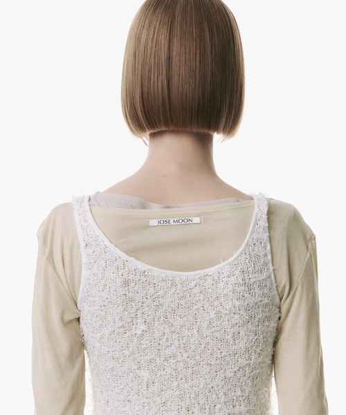 JOSE MOON（ジョゼムーン）の「PAPER RIBBON KNIT DRESS/ペーパーリボンニットドレス（ワンピース・レディース・ライトグリーン/ホワイト/ブラック・FREE）」の14枚目の写真