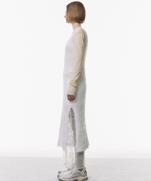 JOSE MOON（ジョゼムーン）の「PAPER RIBBON KNIT DRESS/ペーパーリボンニットドレス（ワンピース・レディース・ライトグリーン/ホワイト/ブラック・FREE）」の12枚目の写真