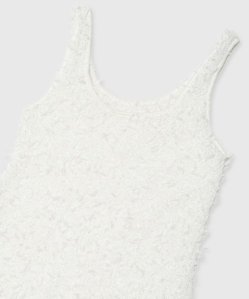 JOSE MOON（ジョゼムーン）の「PAPER RIBBON KNIT DRESS/ペーパーリボンニットドレス（ワンピース・レディース・ライトグリーン/ホワイト/ブラック・FREE）」の6枚目の写真