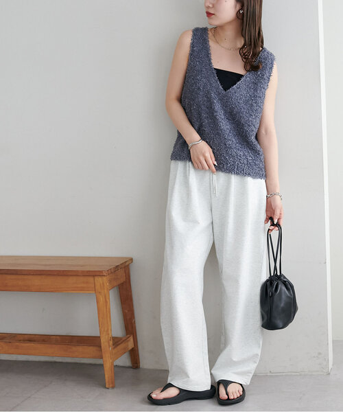 DISCOAT（ディスコート）の「【WEB限定】リボンヤーンベスト（ベスト・レディース・アイボリー/オフホワイト/チャコールグレー・MEDIUM）」の10枚目の写真