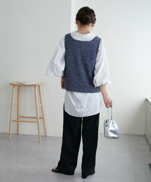 DISCOAT（ディスコート）の「【WEB限定】リボンヤーンベスト（ベスト・レディース・アイボリー/オフホワイト/チャコールグレー・MEDIUM）」の17枚目の写真