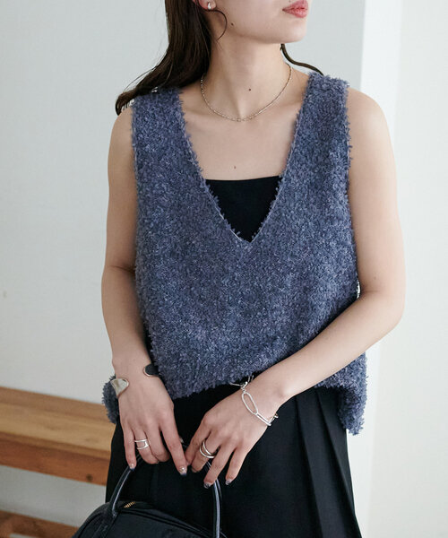 DISCOAT（ディスコート）の「【WEB限定】リボンヤーンベスト（ベスト・レディース・アイボリー/オフホワイト/チャコールグレー・MEDIUM）」の18枚目の写真