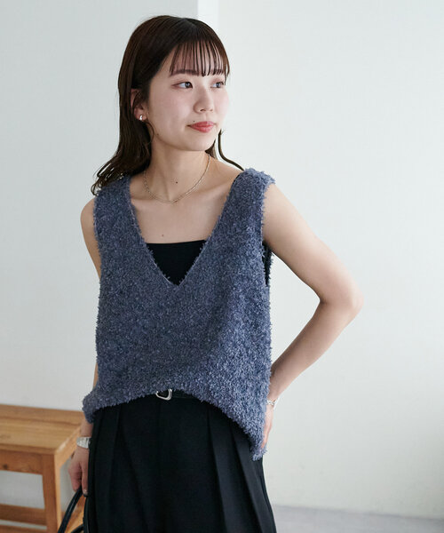 DISCOAT（ディスコート）の「【WEB限定】リボンヤーンベスト（ベスト・レディース・アイボリー/オフホワイト/チャコールグレー・MEDIUM）」の19枚目の写真