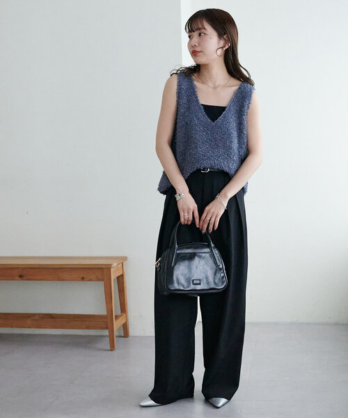 DISCOAT（ディスコート）の「【WEB限定】リボンヤーンベスト（ベスト・レディース・アイボリー/オフホワイト/チャコールグレー・MEDIUM）」の21枚目の写真