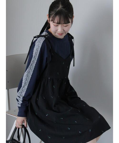 ehka sopo（エヘカソポ）の「花刺繍キャミワンピース（ワンピース・レディース・キナリ/サックスブルー/ブラック・F）」の10枚目の写真