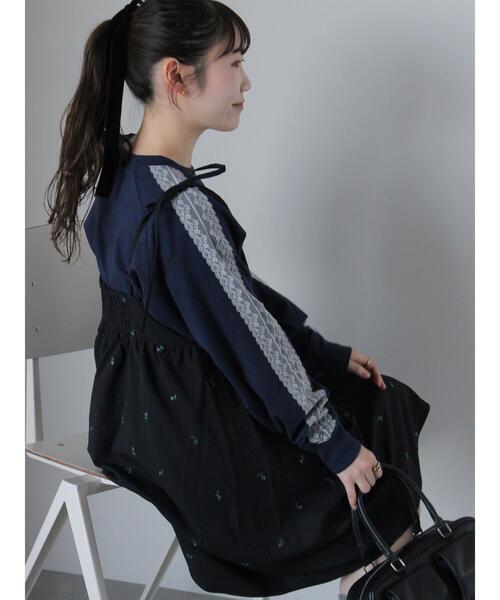 ehka sopo（エヘカソポ）の「花刺繍キャミワンピース（ワンピース・レディース・キナリ/サックスブルー/ブラック・F）」の11枚目の写真