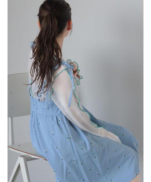 刺繍キャミワンピース セール】限定展開 シアー 小花柄 刺繍 キャミワンピース