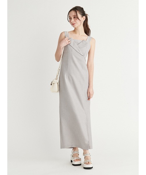 CELFORD（セルフォード）の「テイラーネックキャミワンピース（ワンピース・レディース・ブラック/ライトベージュ/ライトグレー・36/38）」の4枚目の写真