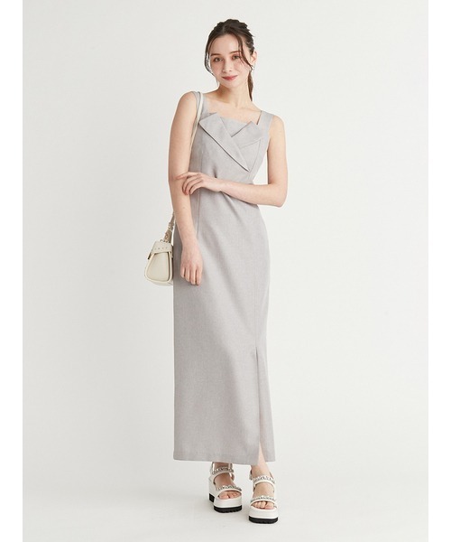 CELFORD（セルフォード）の「テイラーネックキャミワンピース（ワンピース・レディース・ブラック/ライトベージュ/ライトグレー・36/38）」の9枚目の写真