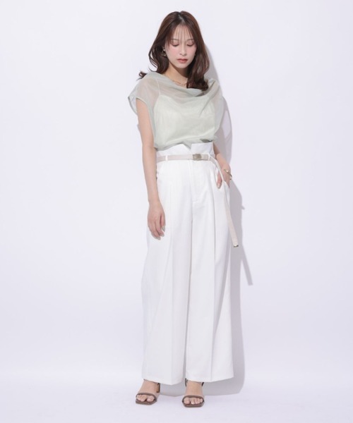 Mystrada(マイストラーダ)の「ドレープメッシュプルオーバー(シャツ/ブラウス・レディース・ベージュ系その他/ブラック/ピンク/ミント・38)」の7枚目の写真