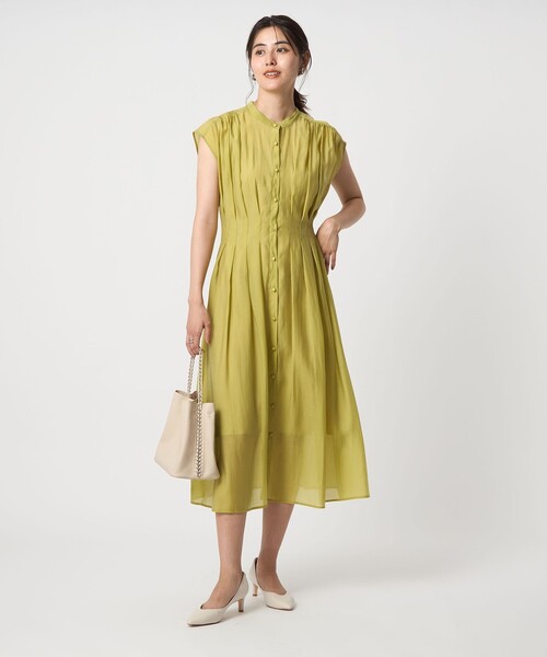 green label relaxing（グリーンレーベルリラクシング）の「カッセン ウエストタック フレンチスリーブ ワンピース（ワンピース・レディース・ライトブルー/ネイビー/その他1/その他2/マスタード・FREE）」の3枚目の写真