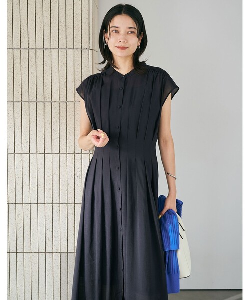 green label relaxing（グリーンレーベルリラクシング）の「カッセン ウエストタック フレンチスリーブ ワンピース（ワンピース・レディース・ライトブルー/ネイビー/その他1/その他2/マスタード・FREE）」の6枚目の写真