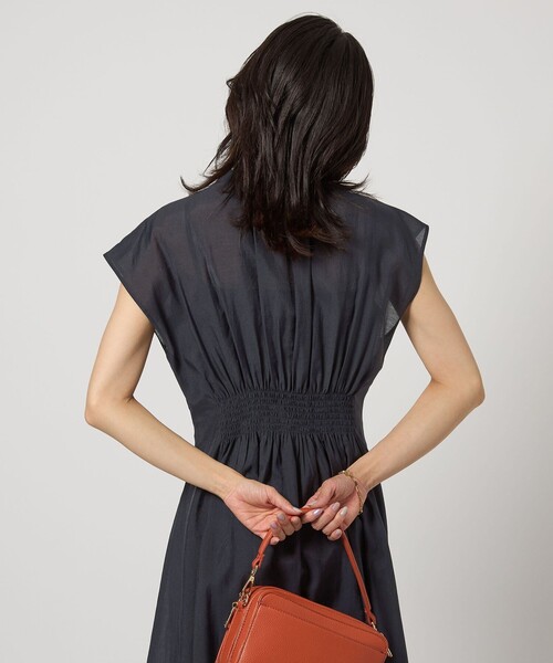 green label relaxing（グリーンレーベルリラクシング）の「カッセン ウエストタック フレンチスリーブ ワンピース（ワンピース・レディース・ライトブルー/ネイビー/その他1/その他2/マスタード・FREE）」の13枚目の写真