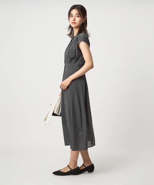 LESTERA フレンチスリーブワンピース　38 グレー　レナウン【美品】 052a629fec3af5923e36e462e1c46e