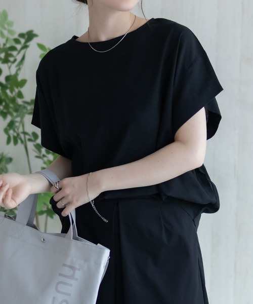 HusHusH(ハッシュアッシュ)の「HusHusH 麻混プルオーバー(シャツ/ブラウス・レディース・グレイッシュベージュ/ブラック/コーラルピンク・M/L)」の5枚目の写真