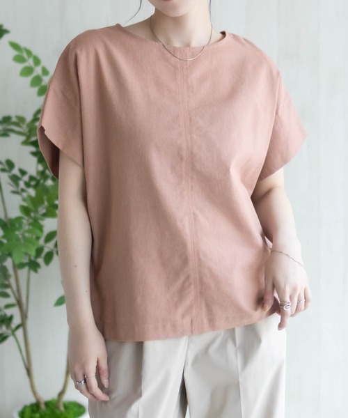 HusHusH(ハッシュアッシュ)の「HusHusH 麻混プルオーバー(シャツ/ブラウス・レディース・グレイッシュベージュ/ブラック/コーラルピンク・M/L)」の11枚目の写真