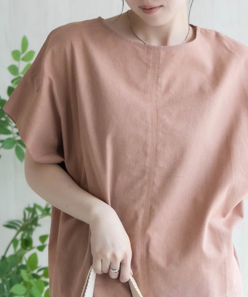 HusHusH(ハッシュアッシュ)の「HusHusH 麻混プルオーバー(シャツ/ブラウス・レディース・グレイッシュベージュ/ブラック/コーラルピンク・M/L)」の12枚目の写真