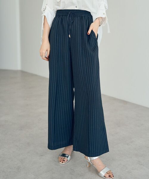 YECCA VECCA(イェッカヴェッカ)の「サラサライージーワイドパンツ(その他パンツ・レディース・ライトグレー/イエロー/ストライプ/チャコールグレー・S/M)」の1枚目の写真