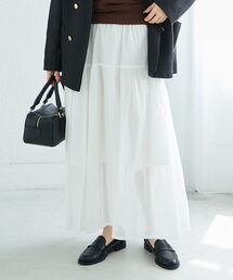 《WEB限定アイテム》ローンギャザーティアードスカート