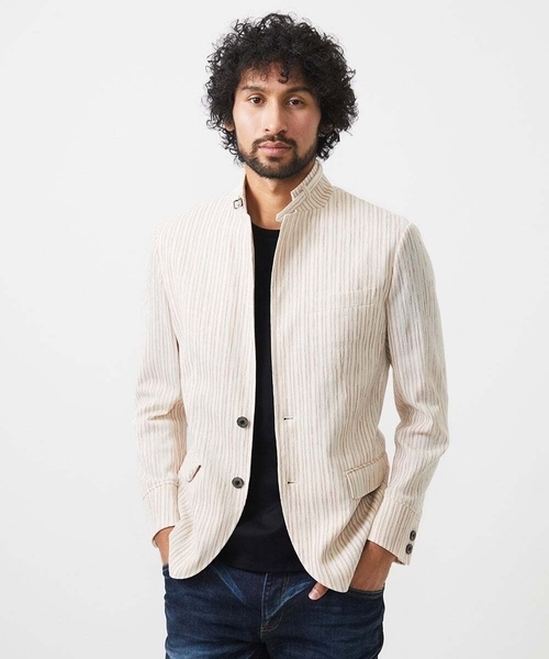MICHEL KLEIN HOMME (ミッシェルクランオム)の「ストライプ柄コンバーチブルジャケット(テーラードジャケット・メンズ・レッド/グリーン・MEDIUM/LARGE/X-LARGE)」の10枚目の写真