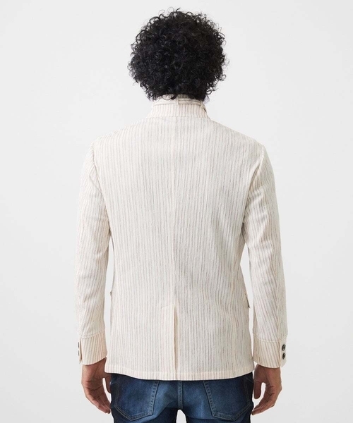 MICHEL KLEIN HOMME (ミッシェルクランオム)の「ストライプ柄コンバーチブルジャケット(テーラードジャケット・メンズ・レッド/グリーン・MEDIUM/LARGE/X-LARGE)」の3枚目の写真
