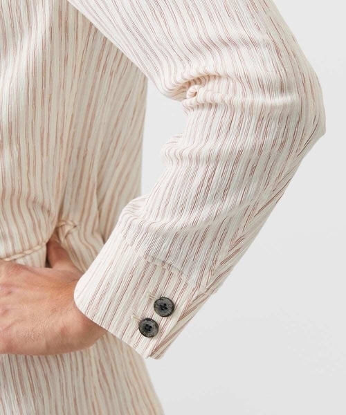MICHEL KLEIN HOMME (ミッシェルクランオム)の「ストライプ柄コンバーチブルジャケット(テーラードジャケット・メンズ・レッド/グリーン・MEDIUM/LARGE/X-LARGE)」の6枚目の写真