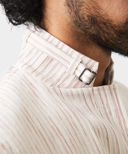 MICHEL KLEIN HOMME (ミッシェルクランオム)の「ストライプ柄コンバーチブルジャケット(テーラードジャケット・メンズ・レッド/グリーン・MEDIUM/LARGE/X-LARGE)」の19枚目の写真