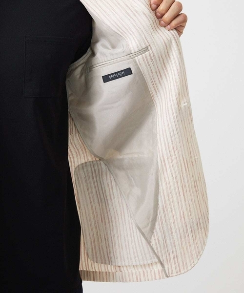 MICHEL KLEIN HOMME (ミッシェルクランオム)の「ストライプ柄コンバーチブルジャケット(テーラードジャケット・メンズ・レッド/グリーン・MEDIUM/LARGE/X-LARGE)」の14枚目の写真